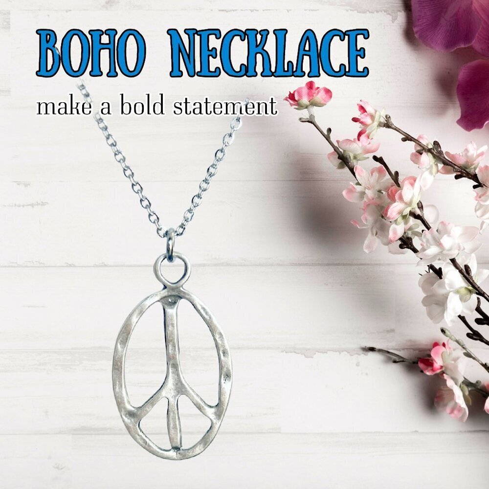 Peace sign necklace hippie accessories hippie jewelry for women bronze - Picture 7 of 8